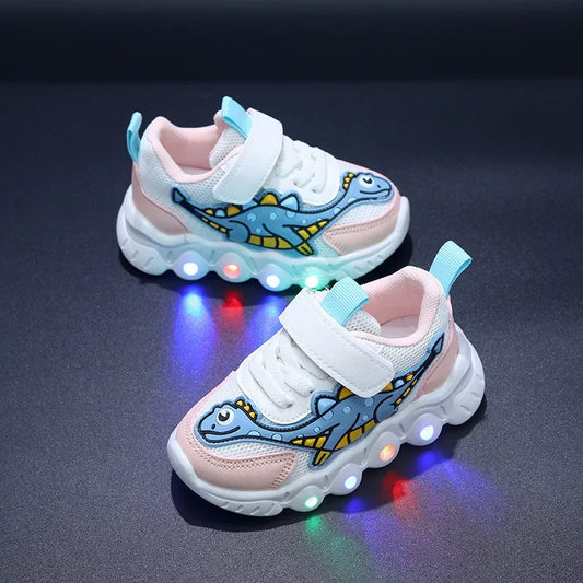 LED Cartoon Tennis Shoes: Kids' Casual Sneakers