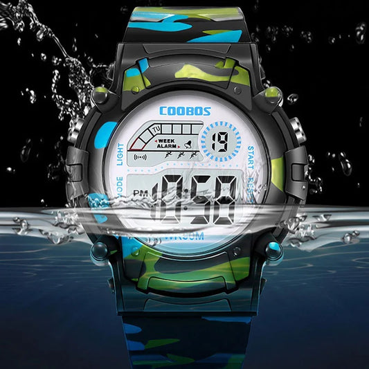 Kids Camo Sports Digital Watch Waterproof LED