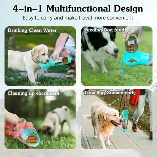 4 in 1 Portable Pet Water Bowl Dispenser with Dog